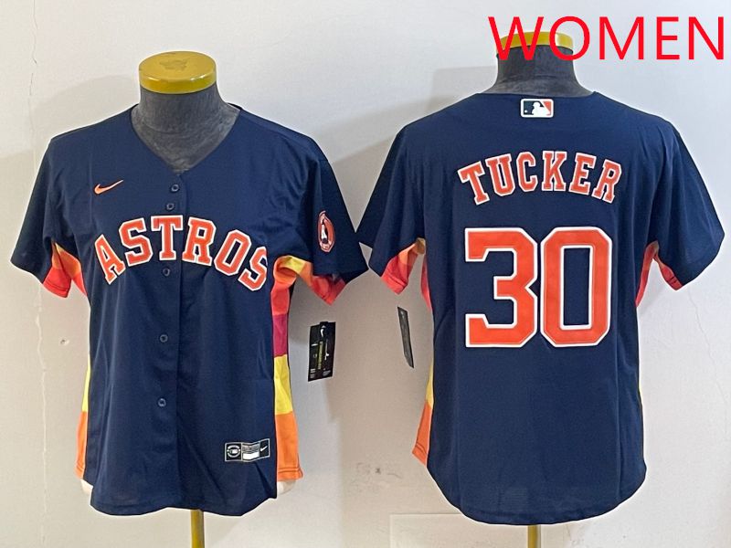 Women Houston Astros #30 Tucker Blue City Edition 2025 Nike MLB Jersey style 1->women mlb jersey->Women Jersey